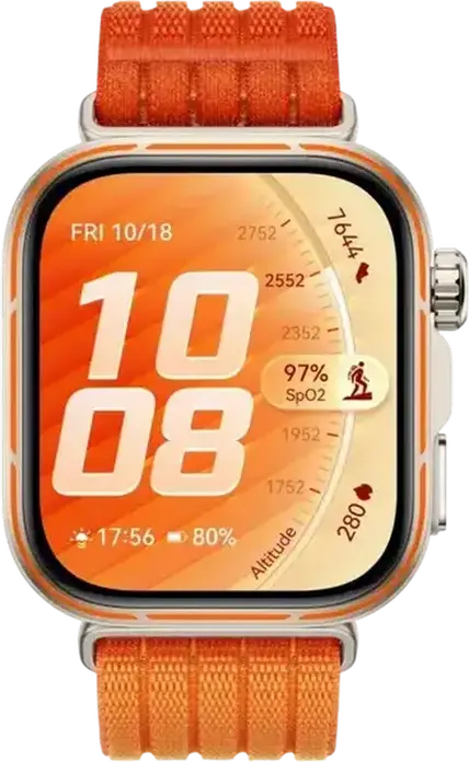 Huawei Watch Fit 5 Pro Smartwatch, Orange, 1.92" AMOLED Display, Titanium Alloy Bezel, Sapphire Glass, ECG, GPS L1+L5, 5 ATM & 40m Diving, IP6X