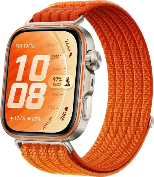 Huawei Watch Fit 5 Pro Smartwatch, Orange, 1.92" AMOLED Display, Titanium Alloy Bezel, Sapphire Glass, ECG, GPS L1+L5, 5 ATM & 40m Diving, IP6X