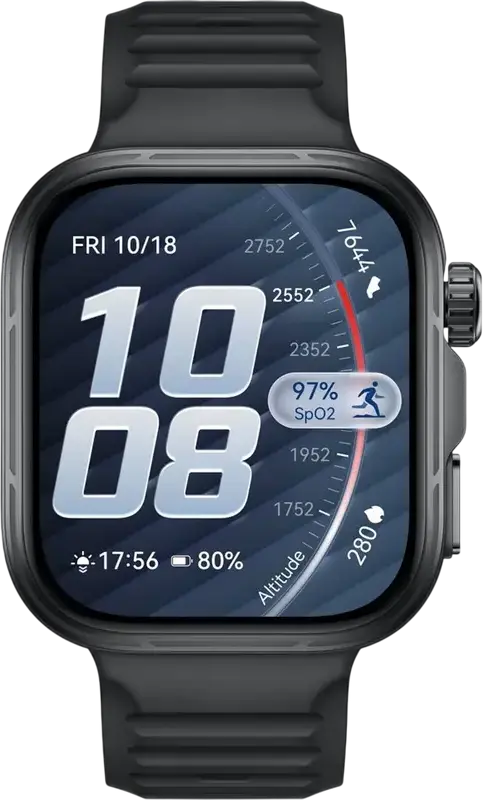 Smartwatch Huawei Watch Fit 5 Pro, Negru, Ecran AMOLED 1.92", Bezel din Aliaj de Titan, Sticla Safir, ECG, GPS L1+L5, Rezistenta 5 ATM si Scufundari 40m, IP6X