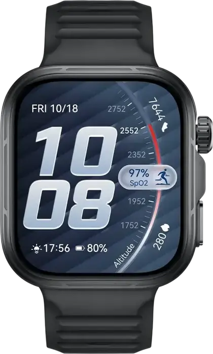 Smartwatch Huawei Watch Fit 5 Pro, Negru, Ecran AMOLED 1.92", Bezel din Aliaj de Titan, Sticla Safir, ECG, GPS L1+L5, Rezistenta 5 ATM si Scufundari 40m, IP6X
