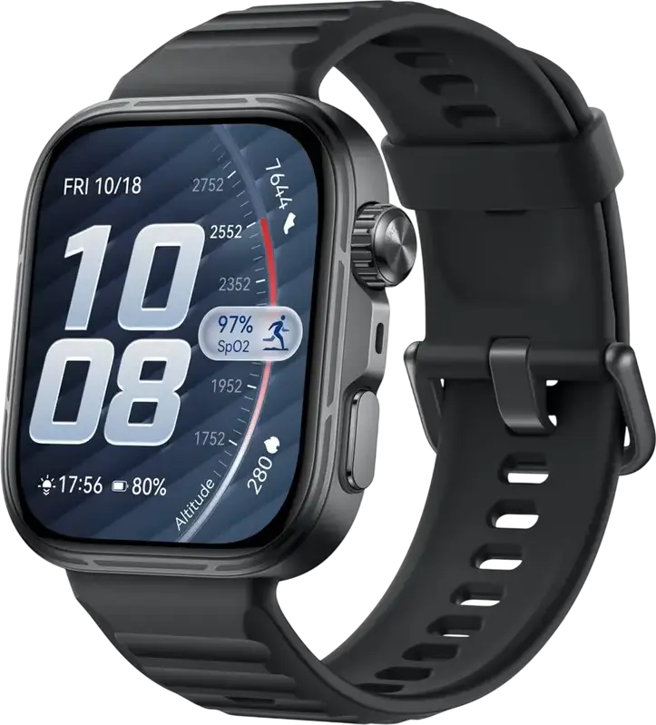 Smartwatch Huawei Watch Fit 5 Pro, Negru, Ecran AMOLED 1.92", Bezel din Aliaj de Titan, Sticla Safir, ECG, GPS L1+L5, Rezistenta 5 ATM si Scufundari 40m, IP6X