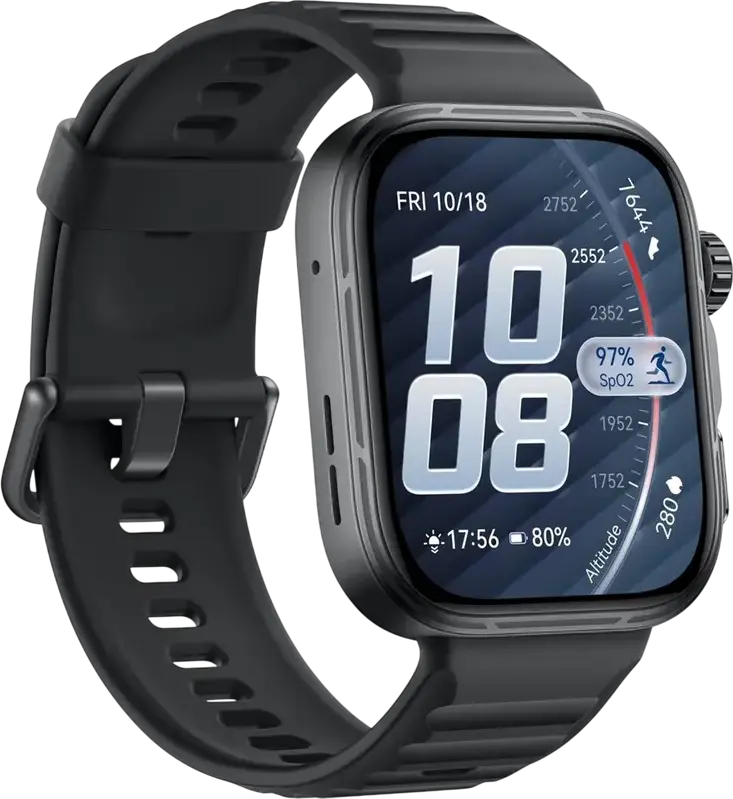 Smartwatch Huawei Watch Fit 5 Pro, Negru, Ecran AMOLED 1.92", Bezel din Aliaj de Titan, Sticla Safir, ECG, GPS L1+L5, Rezistenta 5 ATM si Scufundari 40m, IP6X