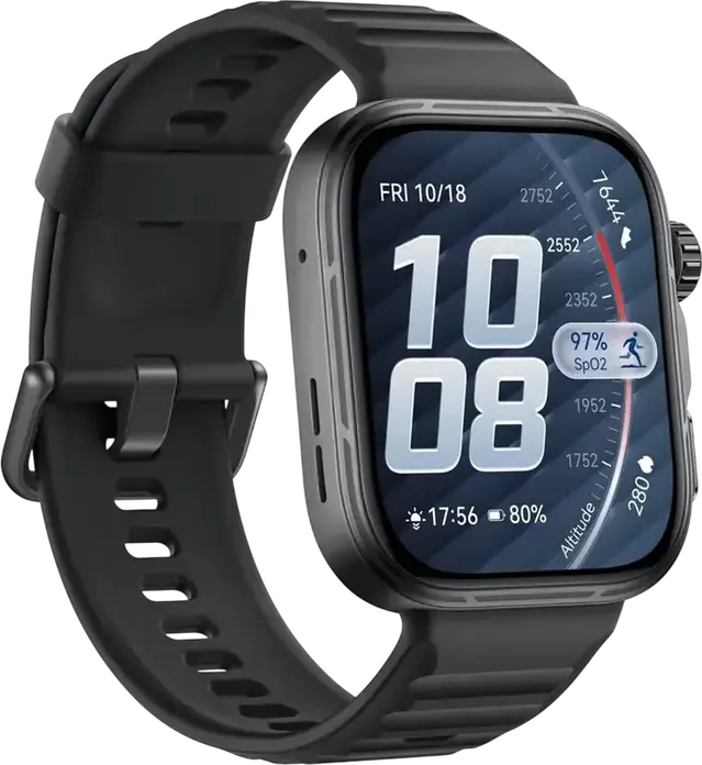 Smartwatch Huawei Watch Fit 5 Pro, Negru, Ecran AMOLED 1.92", Bezel din Aliaj de Titan, Sticla Safir, ECG, GPS L1+L5, Rezistenta 5 ATM si Scufundari 40m, IP6X