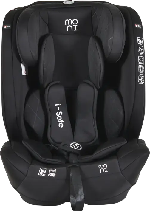 Moni i-Safe Child Car Seat Group 1/2/3, 9-36 kg, 76-150 cm, i-Size ECE R129/03, ISOFIX and Top Tether, 5-Point Harness, 13-Position Adjustable Headrest, Removable soft cushion