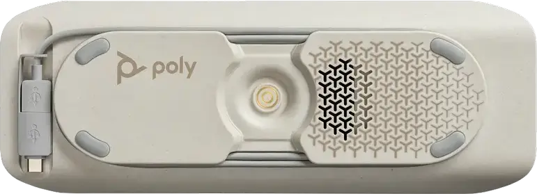 Difuzor de Conferinta Poly Sync 40, Conectivitate Bluetooth 5.1 si USB, Baterie 5000mAh, Autonomie 30 ore, Microfon de Masa, Argintiu