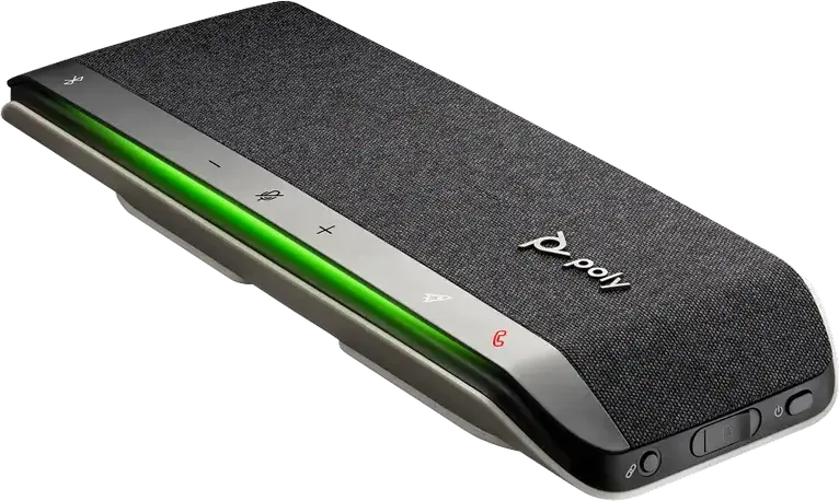 Difuzor de Conferinta Poly Sync 40, Conectivitate Bluetooth 5.1 si USB, Baterie 5000mAh, Autonomie 30 ore, Microfon de Masa, Argintiu