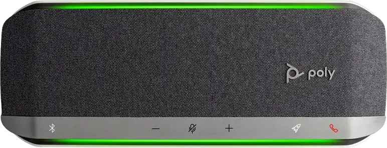 Difuzor de Conferinta Poly Sync 40, Conectivitate Bluetooth 5.1 si USB, Baterie 5000mAh, Autonomie 30 ore, Microfon de Masa, Argintiu