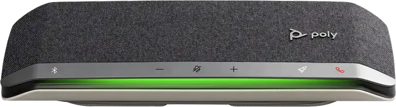 Difuzor de Conferinta Poly Sync 40, Conectivitate Bluetooth 5.1 si USB, Baterie 5000mAh, Autonomie 30 ore, Microfon de Masa, Argintiu