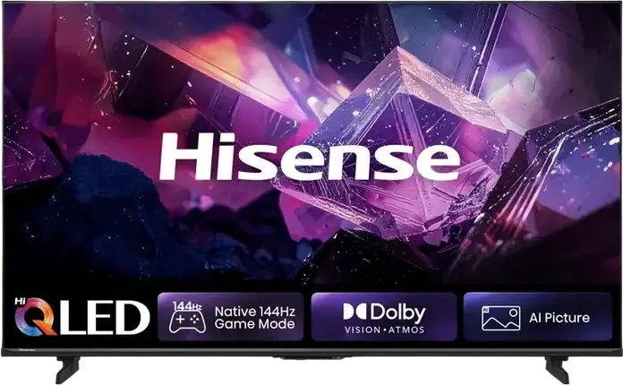 Hisense 55E7S PRO 55 inch QLED 4K UHD Smart TV, 144Hz Game Mode, Dolby Vision, HDR10+, Dolby Atmos, VIDAA U OS, Alexa, Black