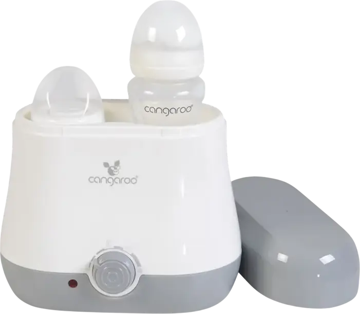 Încălzitor Biberone Cangaroo Moni Babyduo pentru bebeluși 0+, Ecran Reglabil 360 Grade, Plastic, Gri, 18 x 13 x 20 cm
