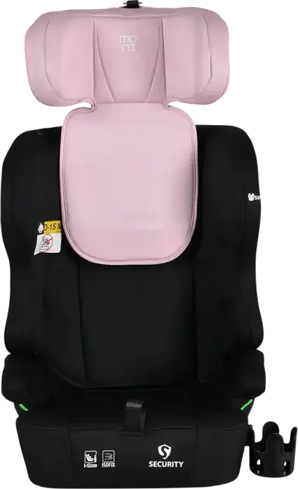Moni Security Car Seat Group 1/2/3, Isofix, 9-36 kg, 76-150 cm, I-Size Certified, 5-Point Harness, with Bunny Plush Toy, Pillow and Cup Holder