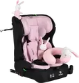 Moni Security Car Seat Group 1/2/3, Isofix, 9-36 kg, 76-150 cm, I-Size Certified, 5-Point Harness, with Bunny Plush Toy, Pillow and Cup Holder