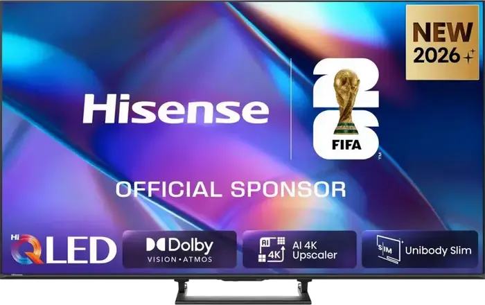 Hisense 50A7S 50 inch QLED 4K UHD Smart TV, VIDAA U OS, 32GB, HDR10+, Dolby Vision, Dolby Atmos, 3x HDMI 2.1, AI 4K Upscaler, Black