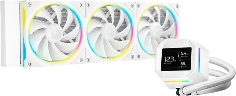 Deepcool LM360 AIO Liquid CPU Cooler, White, 360mm Aluminum Radiator, 2.4-inch IPS LCD Screen, 3x 120mm ARGB Fans, Intel LGA 1851/1700/1200/115x, AMD AM5/AM4