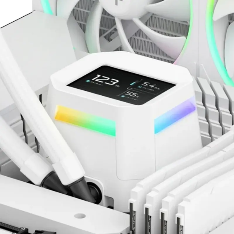 Deepcool LM360 AIO Liquid CPU Cooler, White, 360mm Aluminum Radiator, 2.4-inch IPS LCD Screen, 3x 120mm ARGB Fans, Intel LGA 1851/1700/1200/115x, AMD AM5/AM4