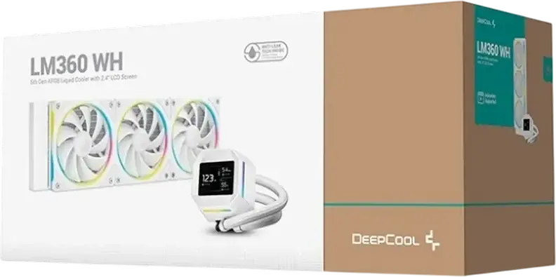 Deepcool LM360 AIO Liquid CPU Cooler, White, 360mm Aluminum Radiator, 2.4-inch IPS LCD Screen, 3x 120mm ARGB Fans, Intel LGA 1851/1700/1200/115x, AMD AM5/AM4