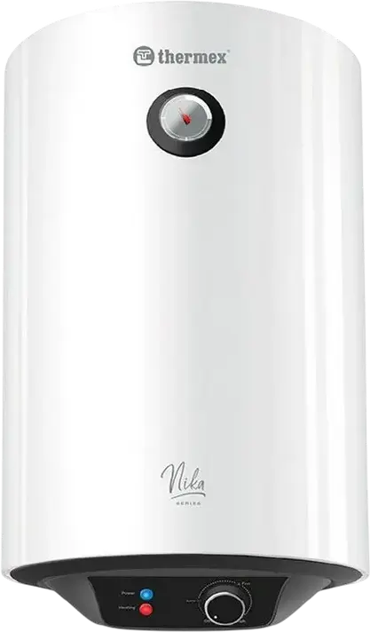 Boiler Electric Vertical Thermex Nika 80 L, Rezervor cu Smaltuire Bio-glass-porcelain, Carcasa din Otel, Indicator Temperatura Analogic, Alb