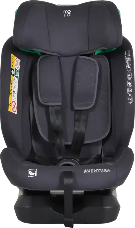 Scaun Auto Moni Aventura R129 i-Size 40-150 cm 0-36 kg 0-12 ani, Gri, cu Protectie Laterala Side Guard si Tatier Reglabil in 17 Pozitii