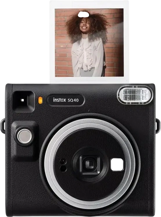 Camera Instant Fujifilm Instax Square SQ40, Negru, Expunere Automata, Oglinda pentru Selfie, Bliț Integrat, Obiectiv 2.8mm, Format Film Instax Square