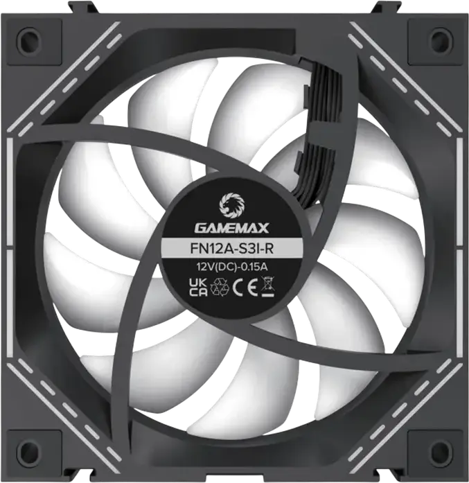 Kit Ventilator Geamana Gamemax FN12A-S3I ARGB, Negru, 120mm PWM cu Rulment Hidraulic, 800-1600 RPM, 49.54 CFM, Infinity Mirror, 3 bucati, Compatibil Aura Sync
