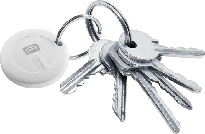 Cellularline Tracy Tag Bluetooth Tracker Set of 2, White, IP67 Waterproof, Compatible with Apple Find My and Google Find My Device, CR2032 Battery