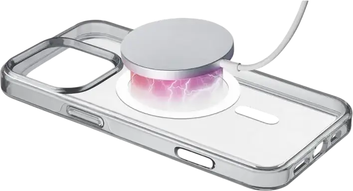 Cellularline Gloss Mag Case for iPhone 16 Pro, Transparent TPU and Polycarbonate, MagSafe Compatible, Anti-bacterial, Military Grade Drop Tested, GLOSSMAGIPH16PROT