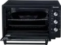 Samdan 2033 Mini Electric Oven, 60L Volume, 1600W Power, 300°C Max Temp, Convection Fan, Black, with Baking Tray, Wire Rack and Round Pan