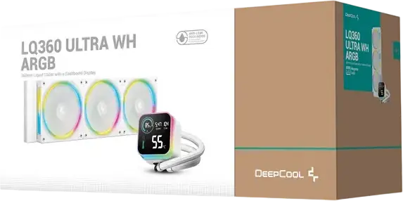 Deepcool LQ360 ULTRA ARGB AIO Liquid CPU Cooler, White, 360mm Aluminum Radiator, 6th Gen Pump, 3x FL12 PWM Fans, LED Digital Dashboard, Intel LGA 1851/1700/1200/115X, AMD AM5/AM4