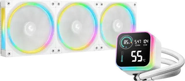 Deepcool LQ360 ULTRA ARGB AIO Liquid CPU Cooler, White, 360mm Aluminum Radiator, 6th Gen Pump, 3x FL12 PWM Fans, LED Digital Dashboard, Intel LGA 1851/1700/1200/115X, AMD AM5/AM4