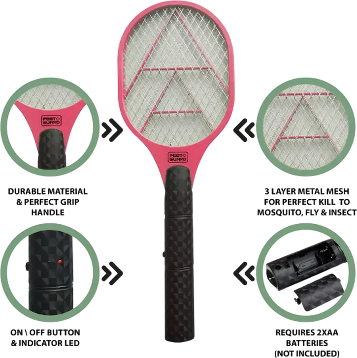 Cellularline Striker Racker Electric Mosquito Killer Swatter, PESTO GUARD, 3 Layer Metal Mesh, 5200 mAh Battery, Red, 480 x 160 x 50 mm