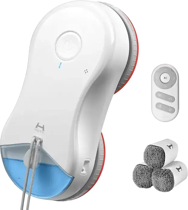 Робот для мытья окон HUTT DDC55 Pro, мощность всасывания 5400Па, интеллектуальное импульсное распыление воды, очистка краев Zero-Distance, ИБП, белый, полный набор аксессуаров