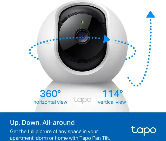 TP-Link Tapo C210 Indoor Pan/Tilt Home Security Wi-Fi Camera, 2K 3MP Resolution, 360° Horizontal View, Night Vision, Two-Way Audio, Set of 2