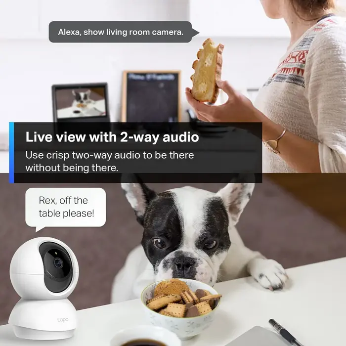 TP-Link Tapo C210 Indoor Pan/Tilt Home Security Wi-Fi Camera, 2K 3MP Resolution, 360° Horizontal View, Night Vision, Two-Way Audio, Set of 2