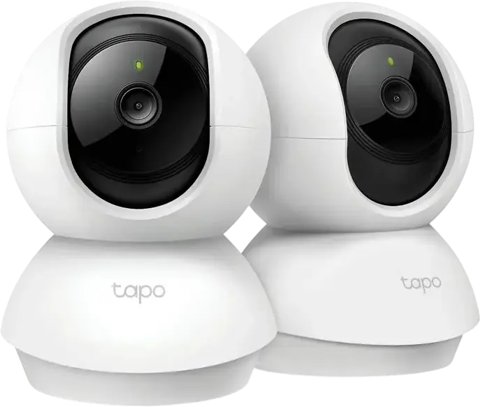 TP-Link Tapo C210 Indoor Pan/Tilt Home Security Wi-Fi Camera, 2K 3MP Resolution, 360° Horizontal View, Night Vision, Two-Way Audio, Set of 2