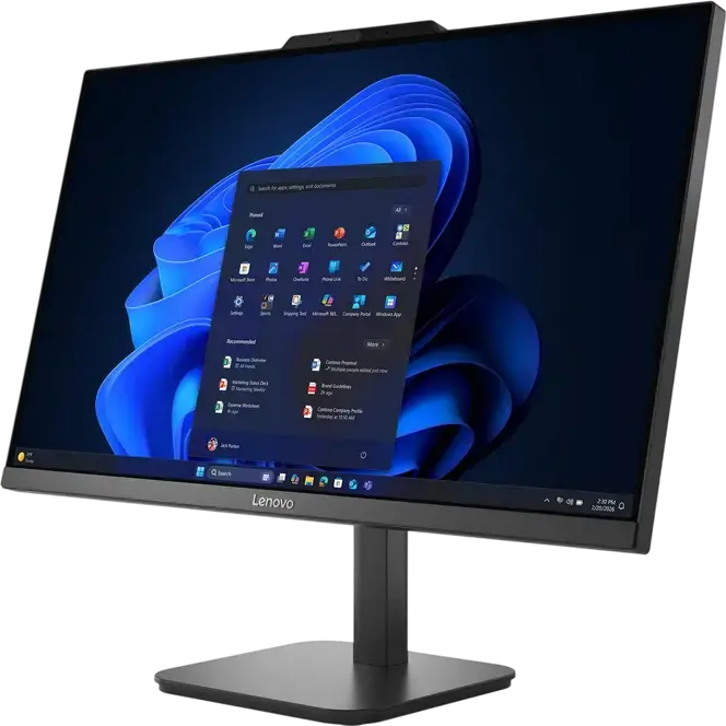 Lenovo AIO V105 All-in-One PC, 23.8" IPS Full HD, AMD Ryzen 5 40, 8GB DDR5, 256GB NVMe SSD, Radeon 610M, Wi-Fi 6, Black, No OS, with Keyboard and Mouse
