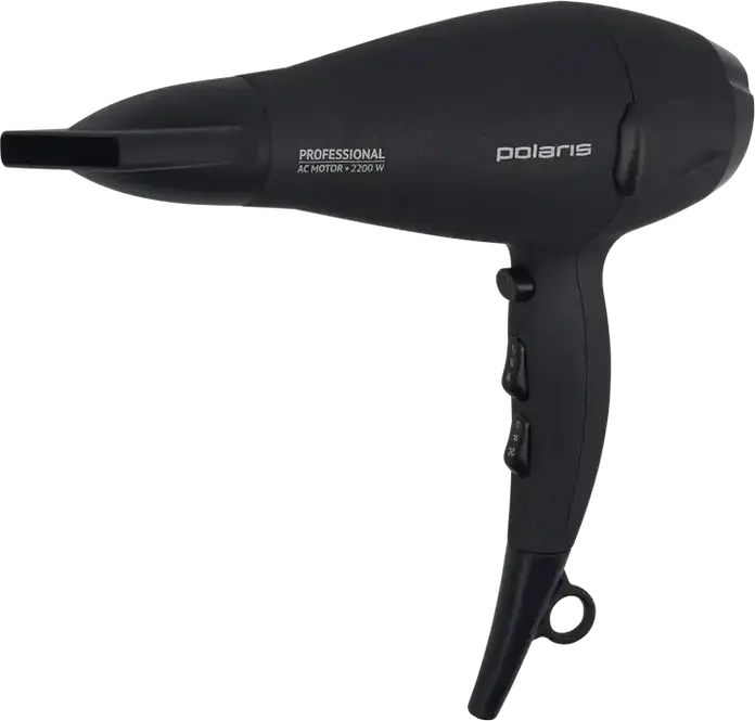 Uscător de păr profesional Polaris PHD 2289AC, Motor AC 2200W, Ionizare, 3 Trepte Temperatură și 2 Viteze, Aer Rece, Soft Touch, Negru, cu Concentrator