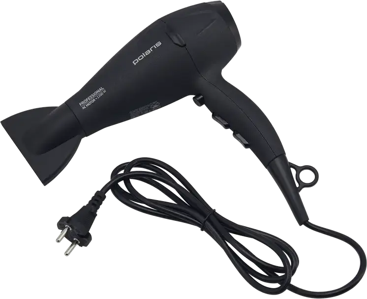Uscător de păr profesional Polaris PHD 2289AC, Motor AC 2200W, Ionizare, 3 Trepte Temperatură și 2 Viteze, Aer Rece, Soft Touch, Negru, cu Concentrator