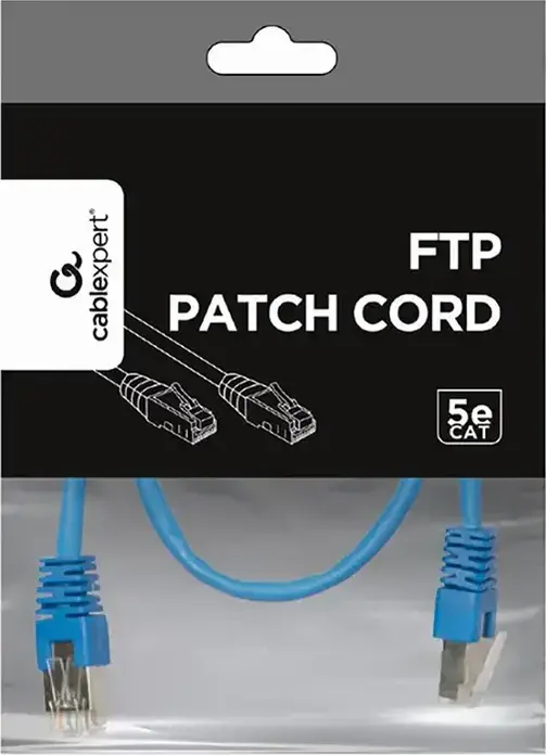 Cablexpert PP22 Patch Cord Cat5e FTP Foiled Twisted Pair Network Cable 0.5m 2xRJ45 100MHz Gold-plated Contacts Blue