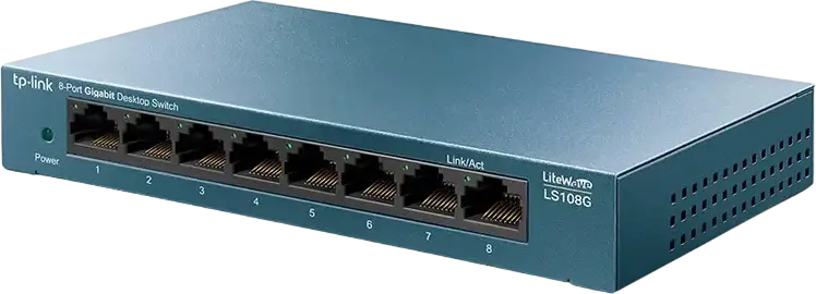 TP-Link LiteWave LS108G 8-Port Gigabit Desktop Switch, 10/100/1000 Mbps RJ45, Plug and Play, Green Ethernet, Steel Housing, Wall-Mountable