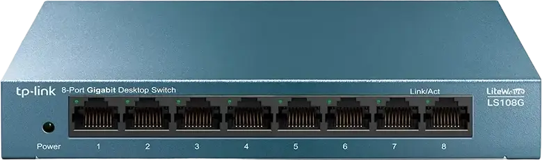 TP-Link LiteWave LS108G 8-Port Gigabit Desktop Switch, 10/100/1000 Mbps RJ45, Plug and Play, Green Ethernet, Steel Housing, Wall-Mountable