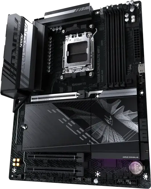 Gigabyte B850 Aorus Elite WiFi7 Motherboard, AMD AM5 Socket, B850 Chipset, DDR5 8200MHz OC, PCIe 5.0, 3x M.2, WiFi 7, Bluetooth 5.4, ATX Form Factor
