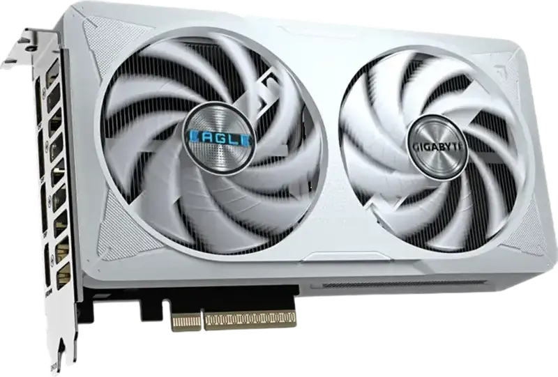Видеокарта Gigabyte GeForce RTX 5060 Eagle OC ICE, 8ГБ GDDR7, PCI-E 5.0, охлаждение Windforce с 2 вентиляторами, белая, GV-N5060EAGLEOC ICE-8GD