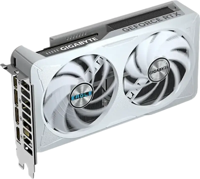 Видеокарта Gigabyte GeForce RTX 5060 Eagle OC ICE, 8ГБ GDDR7, PCI-E 5.0, охлаждение Windforce с 2 вентиляторами, белая, GV-N5060EAGLEOC ICE-8GD