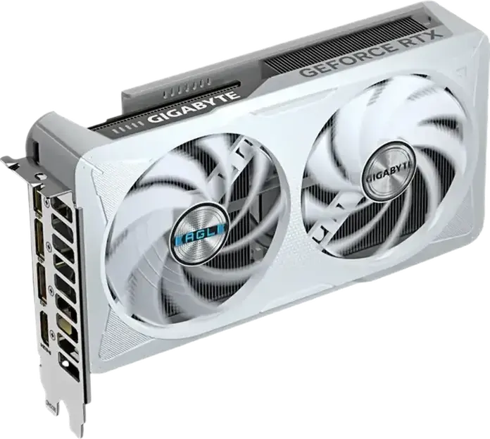 Видеокарта Gigabyte GeForce RTX 5060 Eagle OC ICE, 8ГБ GDDR7, PCI-E 5.0, охлаждение Windforce с 2 вентиляторами, белая, GV-N5060EAGLEOC ICE-8GD