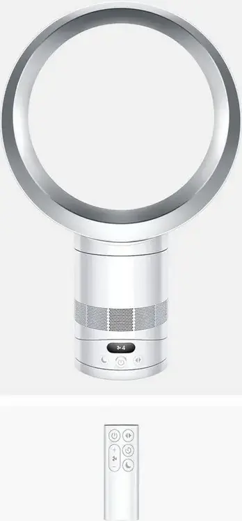 Dyson AM12 Cool CF1 Bladeless Desk Fan with Remote Control and Digital Display, White and Silver