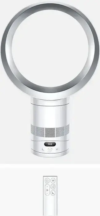 Dyson AM12 Cool CF1 Bladeless Desk Fan with Remote Control and Digital Display, White and Silver