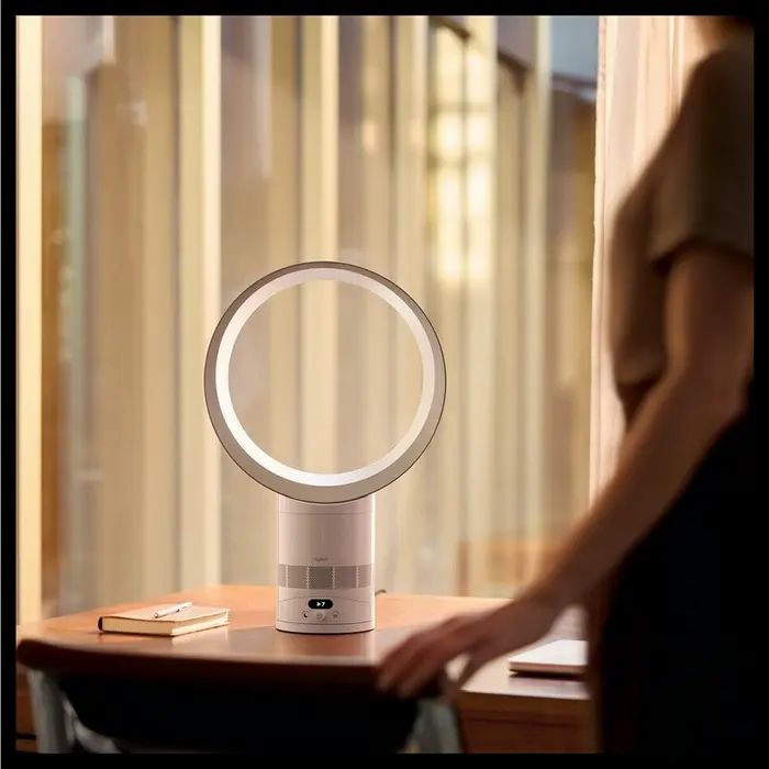Dyson AM12 Cool CF1 Bladeless Desk Fan with Remote Control and Digital Display, White and Silver