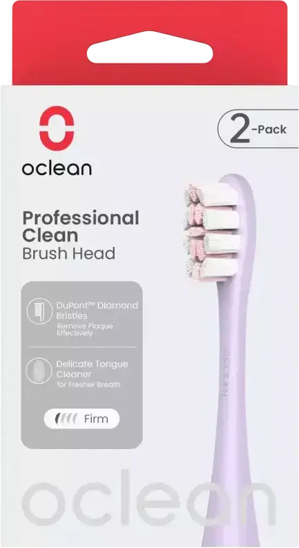 Cap de perie Oclean Professional Clean P1C13 P02, peri DuPont Diamond, W2 Optimal White, curățător de limbă, violet, set de 2 piese
