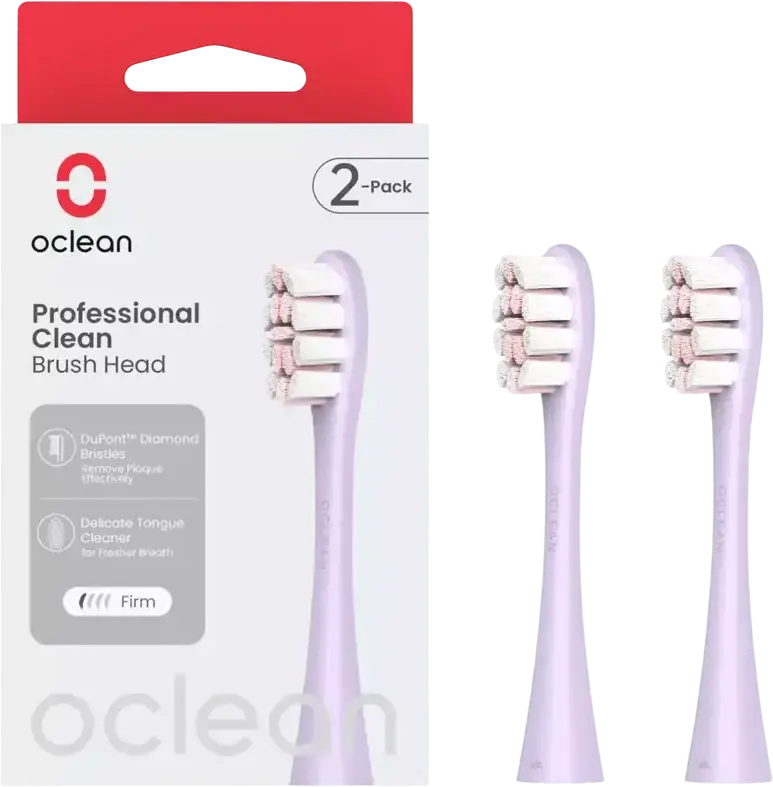 Cap de perie Oclean Professional Clean P1C13 P02, peri DuPont Diamond, W2 Optimal White, curățător de limbă, violet, set de 2 piese