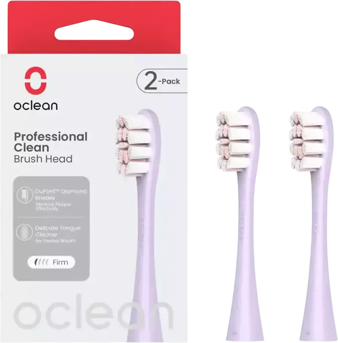 Cap de perie Oclean Professional Clean P1C13 P02, peri DuPont Diamond, W2 Optimal White, curățător de limbă, violet, set de 2 piese